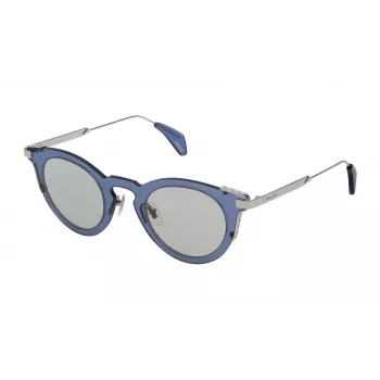 POLICE SPL624460579 Gafas de sol mujer - Montura acetato negro brillante, lentes policarbonato gris, protección UV400, 46 mm ancho de lente