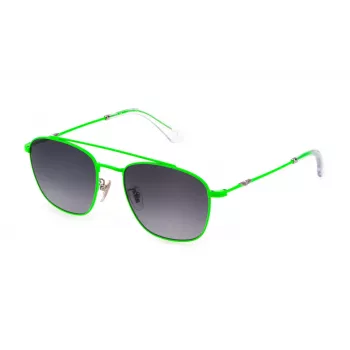 POLICE SPL996-5508DZ Gafas de sol de hombre - Montura de acetato negra, lentes grises degradadas, 55/19/145 mm