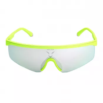 POLICE SPLA28997B8X Gafas de sol hombre - Montura negro brillante, lentes azul espejado