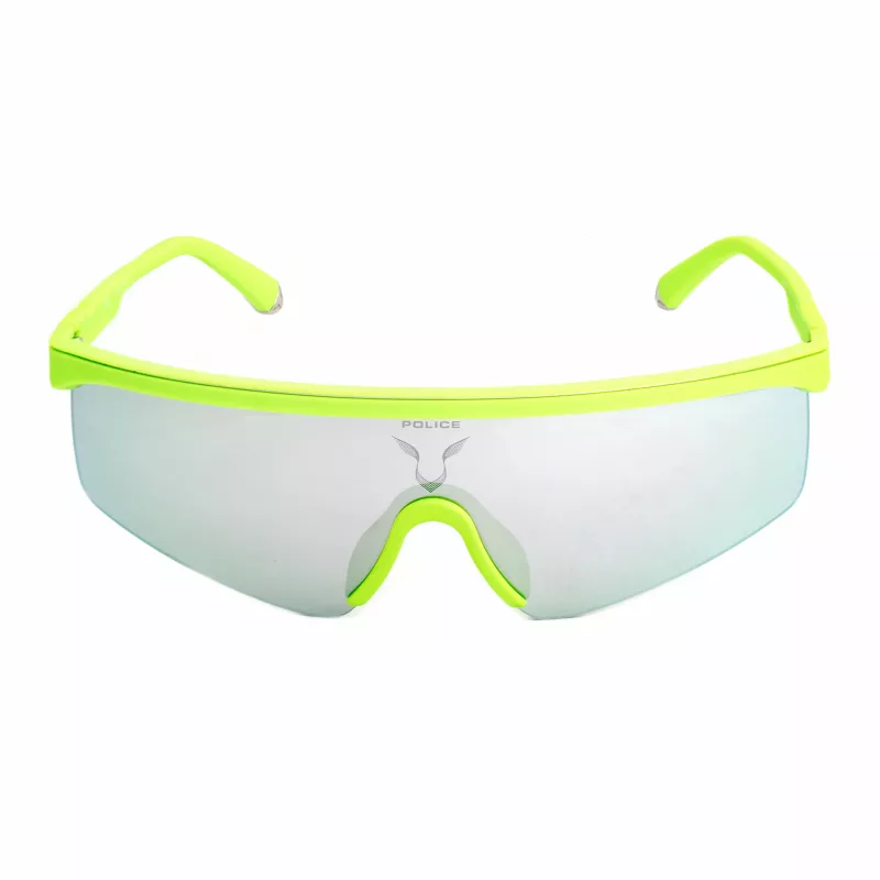 POLICE SPLA28997B8X Gafas de sol hombre - Montura negro brillante, lentes azul espejado