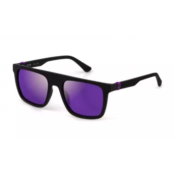 Police SPLF61 55U28W gafas de sol hombre, rectangulares, montura havana, cristales degradados marrones, 55mm
