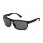POLICE SPLF63-630878 Gafas de sol rectangulares para hombre, Montura negro mate, Lentes ahumadas, 63/18/130 mm