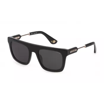 POLICE SPLF71-53700Y Gafas de sol de hombre rectangulares de acetato negro/gris 53/21/145 mm