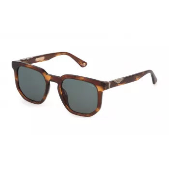 POLICE Gafas de sol rectangulares de hombre SPLF88-5206HN - Montura havana/carey, lentes grises, UV400