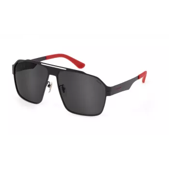 POLICE SPLL08M638YZP Gafas de sol rectangulares de hombre negro/gris 63/13/140 mm