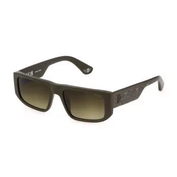 POLICE SPLL13-55073M hombre gafas de sol rectangulares Havana 55/18/145 mm