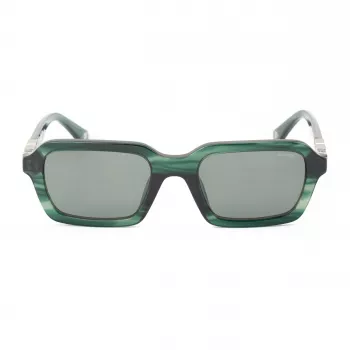 POLICE SPLL14-5309N6 Gafas de sol de hombre - Montura de acetato negra, lentes de policarbonato grises, protección UV400, 53 mm
