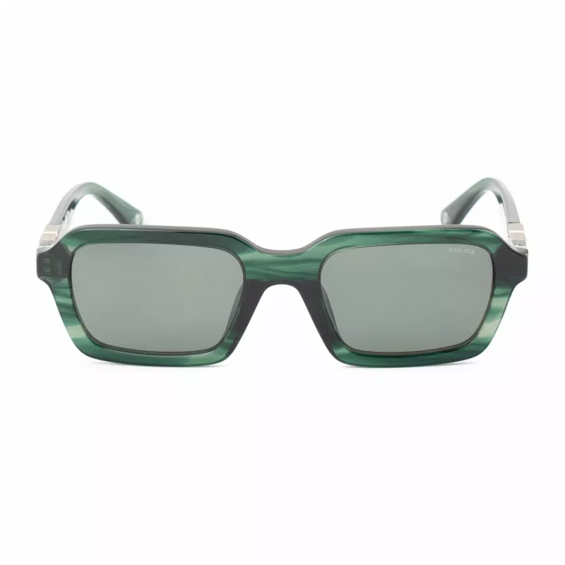 POLICE SPLL14-5309N6 Gafas de sol de hombre - Montura de acetato negra, lentes de policarbonato grises, protección UV400, 53 mm