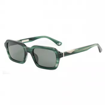 POLICE SPLL14-5309N6 Gafas de sol de hombre - Montura de acetato negra, lentes de policarbonato grises, protección UV400, 53 mm