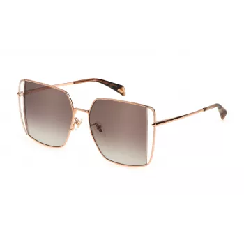 POLICE SPLL37-5608FC Gafas de sol mujer mariposa montura de acetato Havana lente marrón degradado 56mm