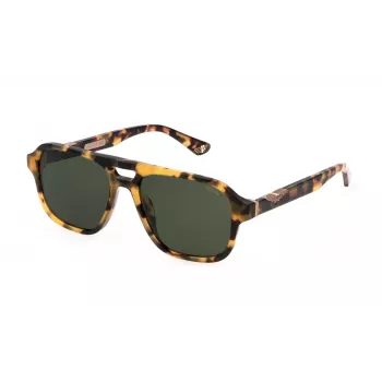 POLICE SPLL83-56AGGY Gafas de sol rectangulares para hombre - Montura de acetato gris con lentes de policarbonato grises - 56/17/145 mm