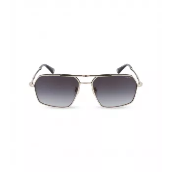 POLICE Gafas de sol cuadradas de hombre SPLL86-58302Y montura de acetato havana con lentes de policarbonato verdes UV400