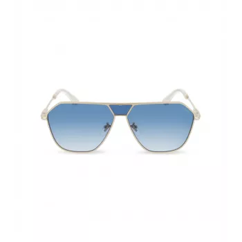 POLICE SPLL89-620300 Gafas de sol aviador de hombre - Montura negro brillante, lentes gris ahumado, 62 mm