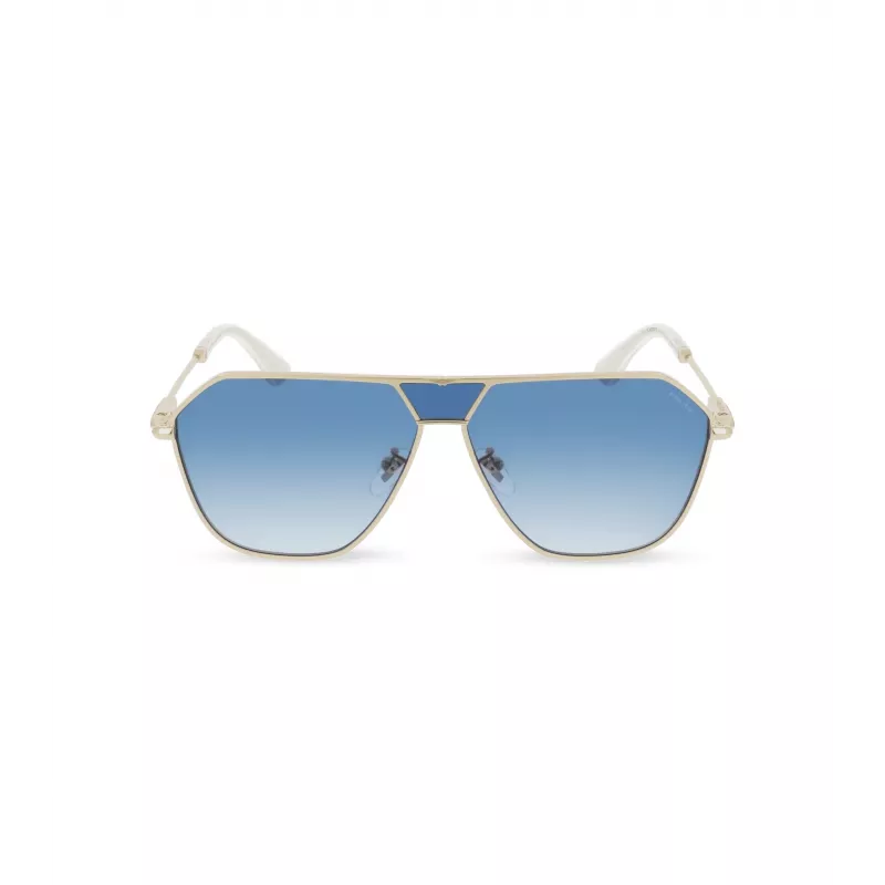 POLICE SPLL89-620300 Gafas de sol aviador de hombre - Montura negro brillante, lentes gris ahumado, 62 mm