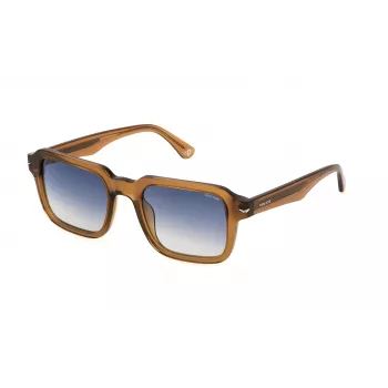 POLICE SPLN36-5206A9 Gafas de sol rectangulares de hombre - Montura negra, lentes grises 52mm