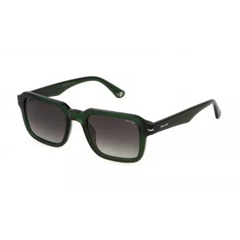 POLICE SPLN36-520G61 Gafas de sol rectangulares de hombre - Montura negra/gris, lentes grises, 52 mm