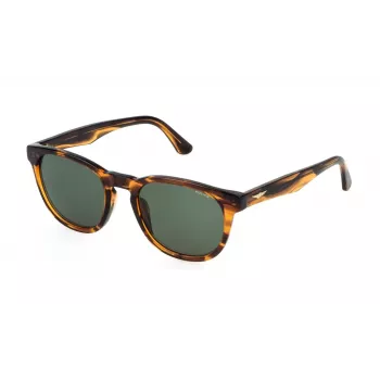 POLICE SPLP22-530836 Gafas de sol hombre rectangulares, montura negra, lentes grises, 53mm