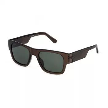 POLICE SPLP23M54M82P Gafas de sol polarizadas rectangulares de hombre Montura de acetato color habana Lentes verdes 54mm