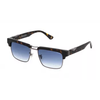 Gafas de sol rectangulares de hombre POLICE SPLP25-550509 - montura negra, lentes grises, UV400