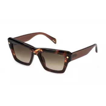 POLICE SPLP48-5202AD Gafas de sol mujer, montura negro brillante, lentes grises, 52mm