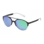 POLICE Gafas de sol unisex rectangulares SPL163556PCV - Montura de acetato negra, lentes grises 55/19/140 mm