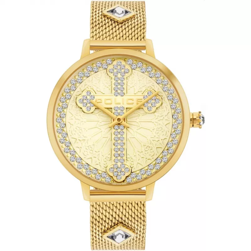 POLICE Reloj mujer PL16031MSG22M Raho cuarzo analógico 36mm acero inoxidable malla plateada
