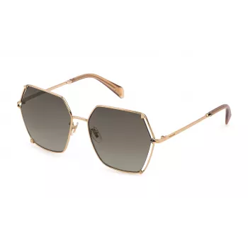 POLICE Para mujer SPLD31-560300 Gafas de sol rectangulares - Montura de acetato negra, lentes de policarbonato grises, protección UV400