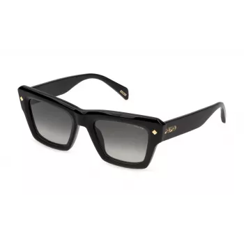 POLICE Gafas de sol mujer SPLP48-520700 rectangulares, montura Havana, lentes marrones, 52mm