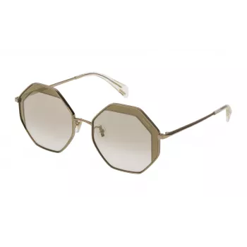 POLICE Gafas de sol mujer SPL837W538FFD - Montura de acetato Havana cat-eye, lentes marrones degradadas, protección UV400
