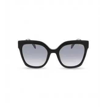 POLICE Gafas de sol de mujer SPLG19-540700 Montura rectangular de acetato negra Lentes grises 54mm