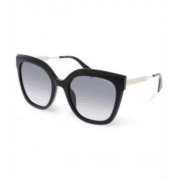 POLICE Gafas de sol de mujer SPLG19-540700 Montura rectangular de acetato negra Lentes grises 54mm