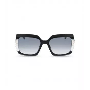 Gafas de sol de mujer POLICE SPLG23M570700 montura geométrica de acetato negra lentes de policarbonato grises 57 mm