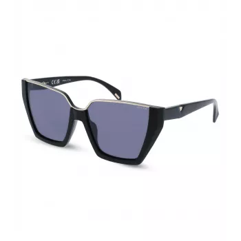 Police Gafas de sol de mujer SPLL33M570700 - montura rectangular de acetato con lentes de policarbonato grises UV400