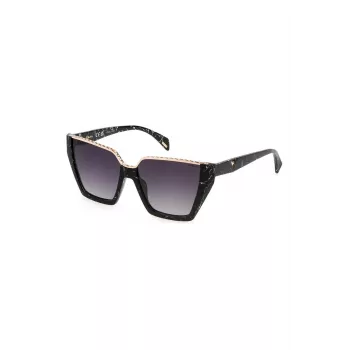 POLICE gafas de sol de mujer SPLL33V570869 - montura rectangular de acetato, cristales grises degradados, protección UV400