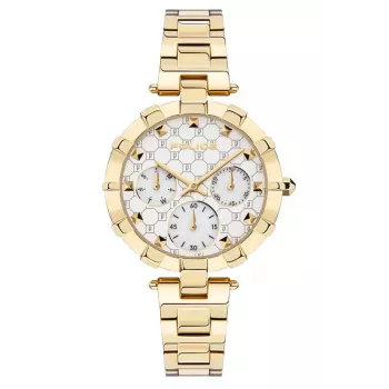 POLICE Reloj mujer PEWLK2116401 34mm caja de acero inoxidable esfera plateada correa de piel negra cuarzo analógico