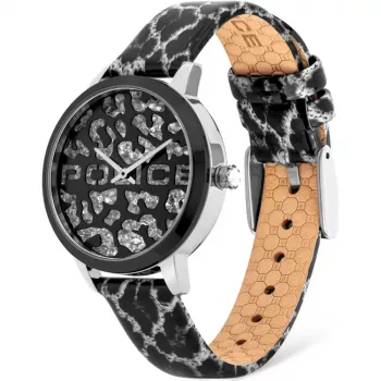 Police Reloj de mujer PL16028MSTB02 36mm acero inoxidable piel negro
