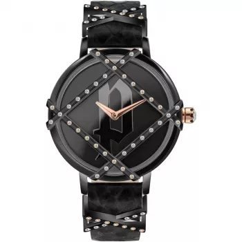 Police Reloj para mujer PL16068BSB-02 34 mm cuarzo analógico acero inoxidable piel negra esfera