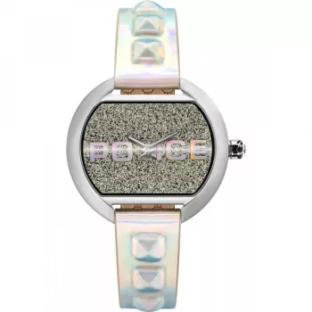 POLICE Reloj de mujer PL16070BS04PU 35mm esfera azul pulsera de piel