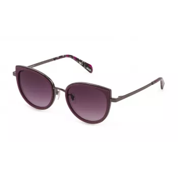 POLICE Gafas de sol para mujer SPLD83-520GL7 - Montura rectangular cat eye de acetato con lentes UV400 smoke