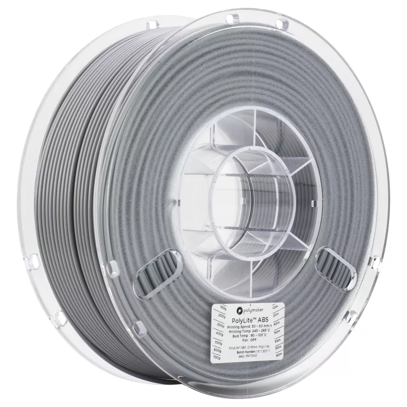 Polymaker Filamento ABS 1,75mm, gris, 1kg