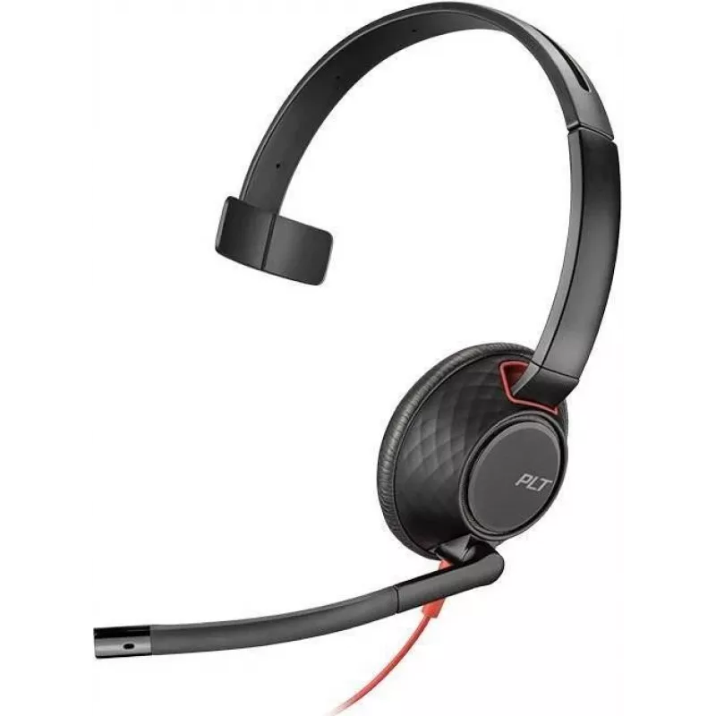 Poly Blackwire C5210 USB-C - Serie 5200 - Auricular monoalámbrico on-ear con micrófono de brazo, cancelación de ruido, controles en línea, negro
