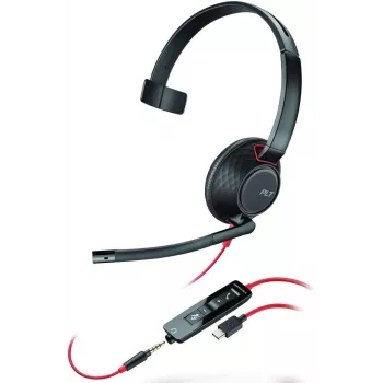 Poly Blackwire C5210 USB-C - Serie 5200 - Auricular monoalámbrico on-ear con micrófono de brazo, cancelación de ruido, controles en línea, negro