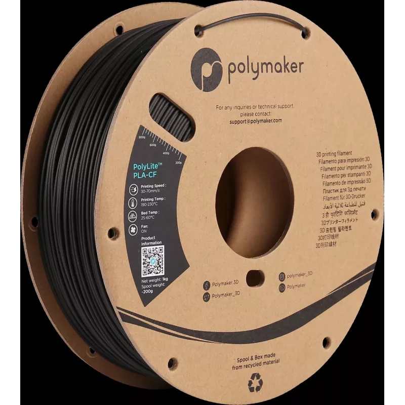 Polymaker PA10001 Filamento PLA 1,75 mm 1 kg negro