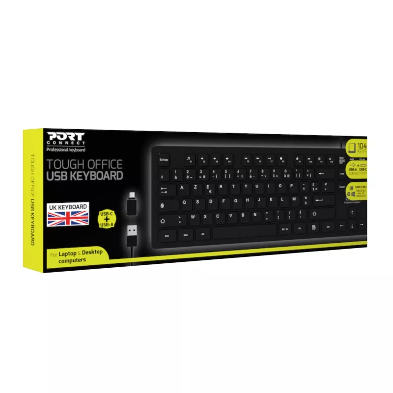 Port Connect Teclado USB Tough Office - Negro