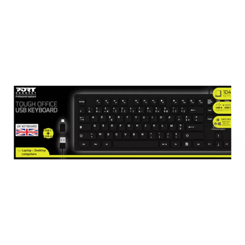Port Connect Teclado USB Tough Office - Negro