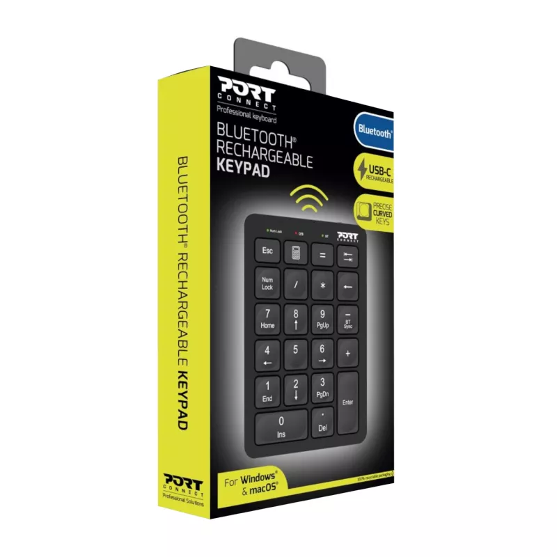 Port Designs Teclado numérico Bluetooth recargable