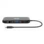 PORT USB-C docking station hub 11 en 1 con HDMI 4K, VGA, Gigabit Ethernet, 100W PD, USB 3.1, SD/MicroSD, audio - negro