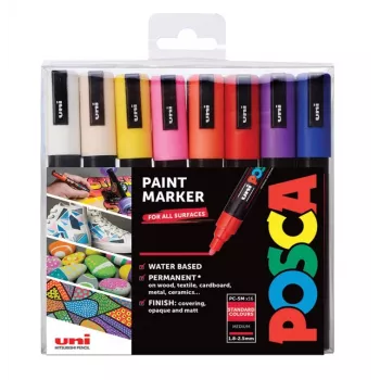 POSCA PC-5M Set de rotuladores con punta redonda, varios colores, 16 uds.
