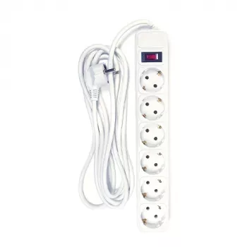 Power Plant Regleta de 6 tomas con interruptor, cable de 3 m, 16A, 3680W, blanca