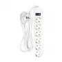 Power Plant Regleta de 6 tomas con interruptor, cable de 3 m, 16A, 3680W, blanca